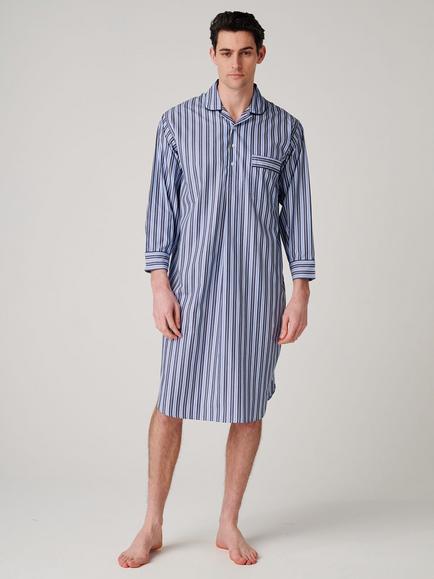 British Boxers Check Cotton Nightshirt, Navy Spark, Navy Spark