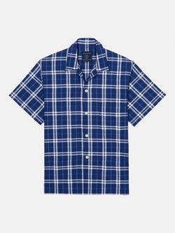 British Boxers Button Through Check Short Cotton Pyjama Set, Chester Blue - view 2, Chester Blue