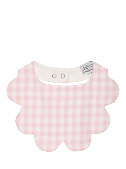 Trotters Baby Scallop Gingham Bib, Pale Pink/White, Pale Pink/White