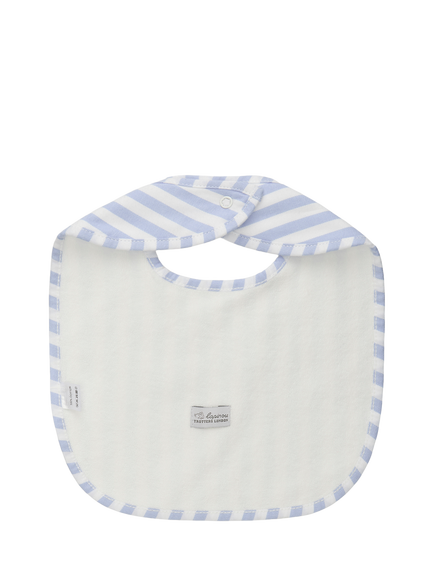 Trotters Baby Stripe Towelling Bib, Pale Blue/White - view 2, Pale Blue/White