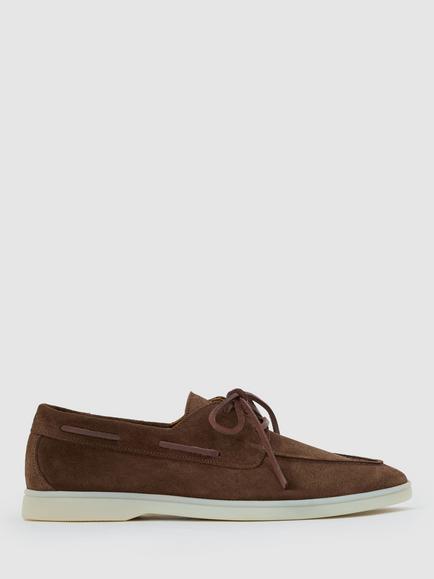 Reiss Carson Suede Boat Shoes, Brown, Brown