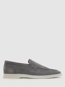 Reiss Kason Suede Loafers, Frost Grey, Frost Grey