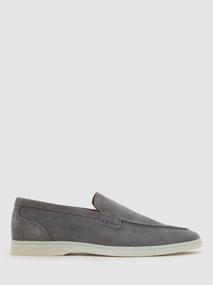 Reiss Kason Suede Loafers, Frost Grey, Frost Grey
