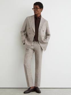 Reiss Amore Tailored Fit Linen Suit Jacket, Taupe Brown - view 2, Taupe Brown