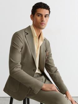 Reiss Jason Cotton Rich Suit Jacket, Dark Green - view 2, Dark Green