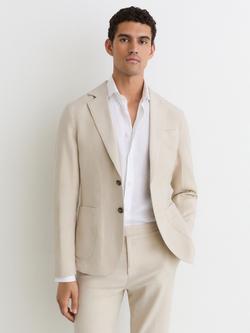 Reiss Jason Tailored Fit Cotton Rich Suit Jacket, Stone, Stone