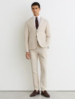 Reiss Jason Tailored Fit Cotton Rich Suit Jacket, Stone - view 2, Stone