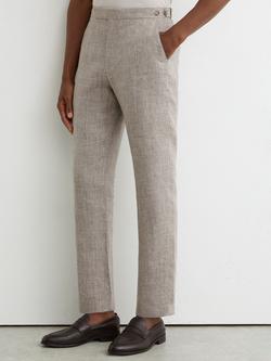 Reiss Amore Linen Suit Trousers, Taupe Brown, Taupe Brown