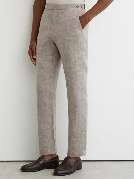 Reiss Amore Linen Suit Trousers, Taupe Brown, Taupe Brown