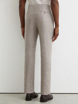Reiss Amore Linen Suit Trousers, Taupe Brown - view 2, Taupe Brown