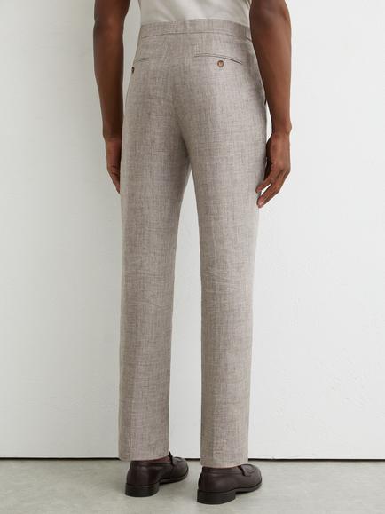 Reiss Amore Linen Suit Trousers, Taupe Brown - view 2, Taupe Brown