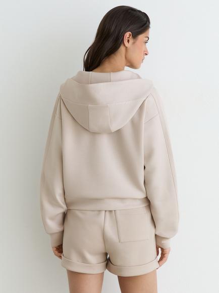 Reiss Lockie Relaxed Fit Zipped Hoodie, Stone - view 2, Stone
