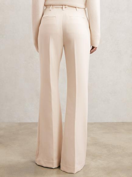 Reiss Leona Knot Detail Flared Trousers, Cream - view 2, Cream