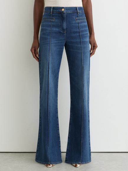 Reiss Claude Seam Detail Flared Jeans, Blue, Blue