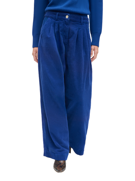 ALIGNE Marianne Wide Leg Corduroy Trousers, Blue, Blue