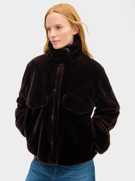 ALIGNE Finlay Faux Fur Jacket, Brown - view 2, Brown