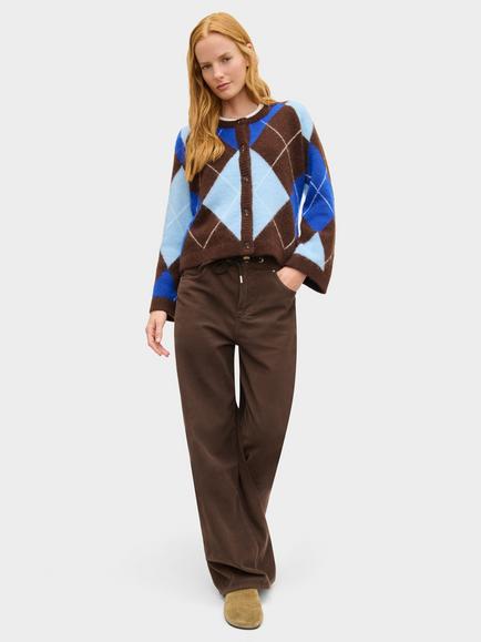 ALIGNE Deana Argyle Knit Cardigan, Brown/Blue, Brown/Blue