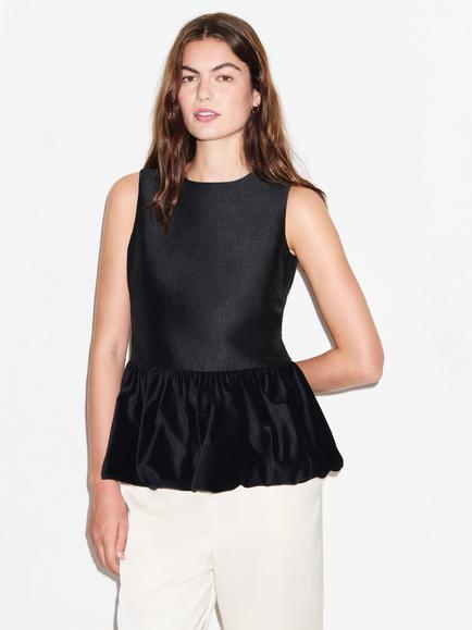 ALIGNE Tannaz Sleeveless Peplum Top, Black, Black
