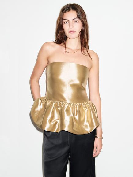 ALIGNE Tannaz Sleeveless Peplum Top, Gold, Gold