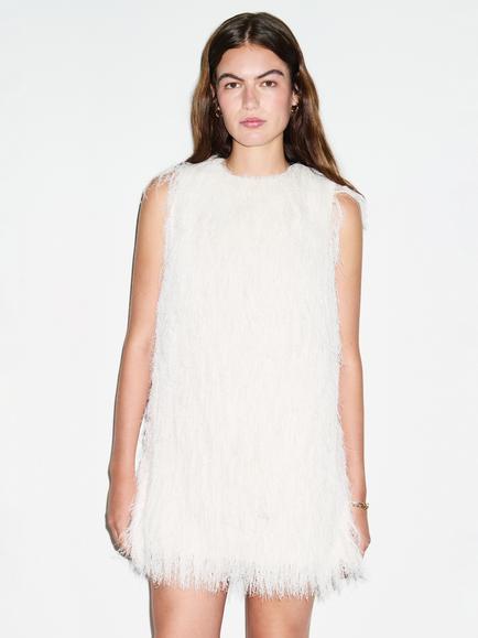 ALIGNE Jackie Sleeveless Tassel Mini Dress, White, White