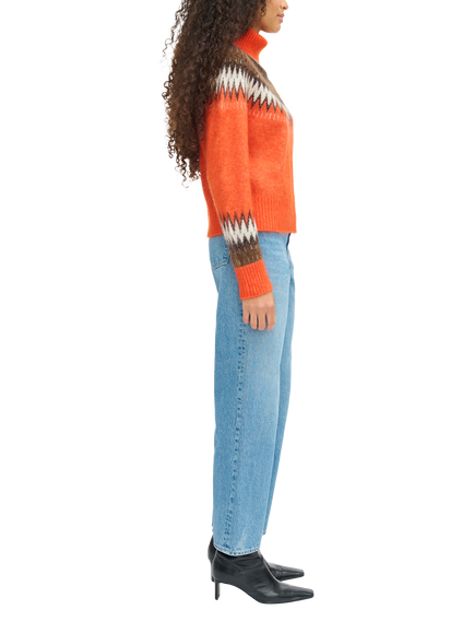 ALIGNE Dakota Fair Isle Roll Neck Jumper, Orange/Multi - view 2, Orange/Multi