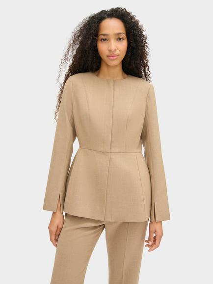 ALIGNE Arabella Single Breasted Crew Neck Blazer, Beige, Beige