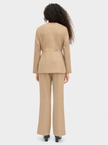 ALIGNE Arabella Single Breasted Crew Neck Blazer, Beige - view 2, Beige