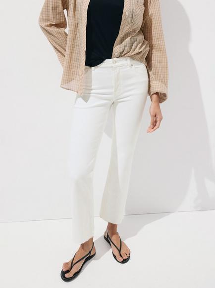 Mango Cropped Skinny Jeans, White, White