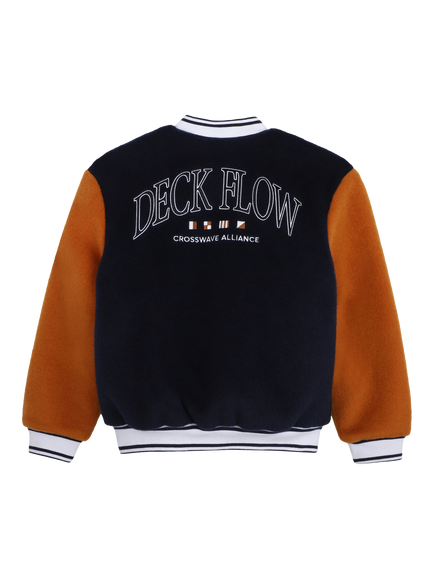 HUGO BOSS Kids' Varsity Contrast Sleeve Bomber Jacket, Navy - view 2, Navy