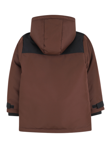 HUGO Kids' Oxford Weave Hooded Parka, Chicory Coffee - view 2, Chicory Coffee