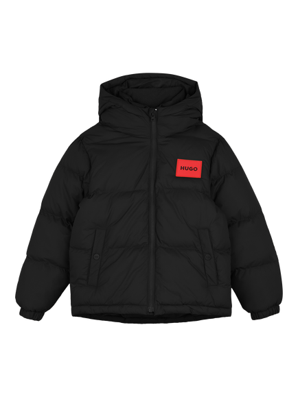 HUGO BOSS Kids' Hooded Puffer Jacket, Black, Black