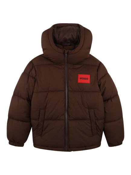 HUGO BOSS Kids' Hooded Puffer Jacket, Chicory Coffee, Chicory Coffee