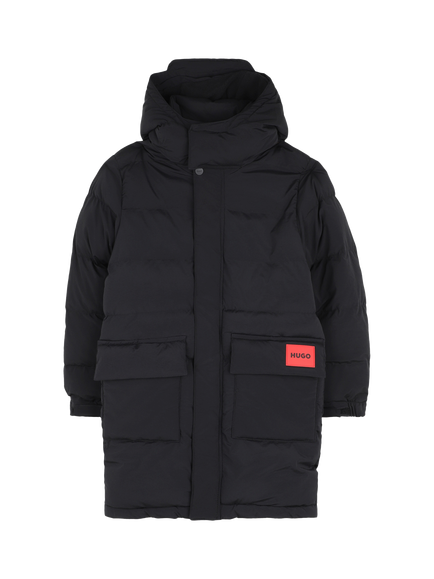 HUGO BOSS Kids' Hooded Padded Jacket, Black, Black