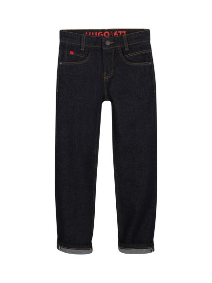 HUGO BOSS Kids' Regular Denim Jeans, Rinse Wash, Rinse Wash