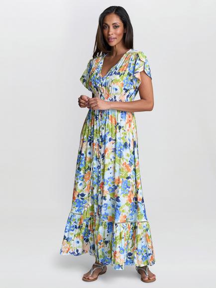 Gina Bacconi Gabi Button Down Maxi Dress, Multi, Multi