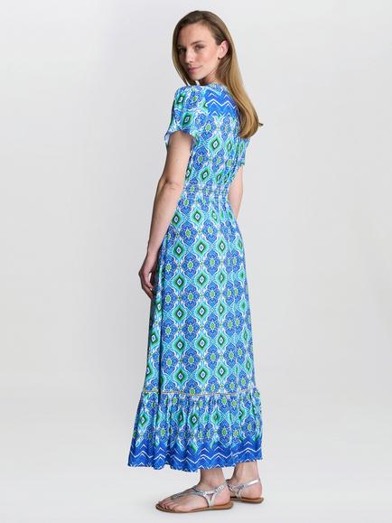 Gina Bacconi Gabi Button Down Maxi Dress, Blue/Green - view 2, Blue/Green