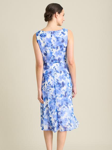 Gina Bacconi Noreen Chiffon Floral Midi Dress, Blue - view 2, Blue