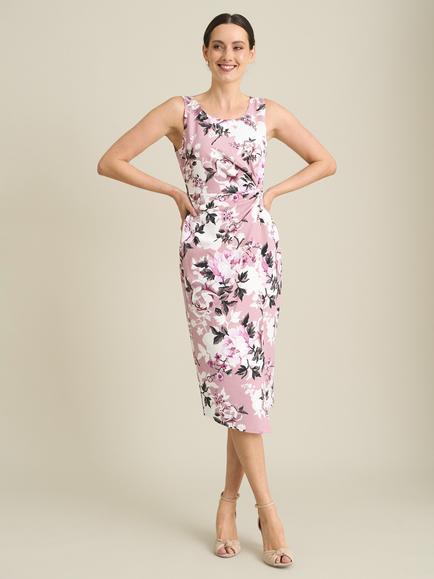 Gina Bacconi Lora Floral Jersey Diamante Trim Maxi Dress, Pink/Multi, Pink/Multi