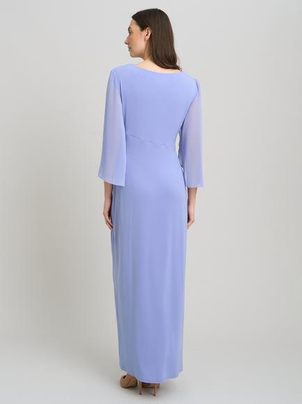 Gina Bacconi Iulia Wrap Chiffon Sleeve Maxi Dress, Perri - view 2, Perri