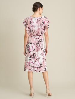 Gina Bacconi Raegan Chiffon Overlay Print Midi Dress, Dark Rose - view 2, Dark Rose