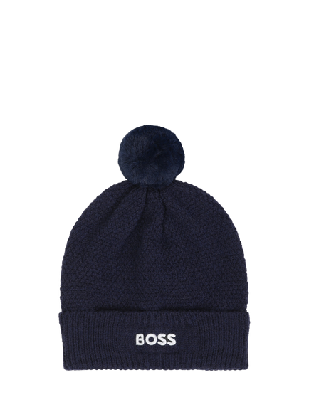 HUGO BOSS Baby Textured Knit Beanie Hat, Navy, Navy