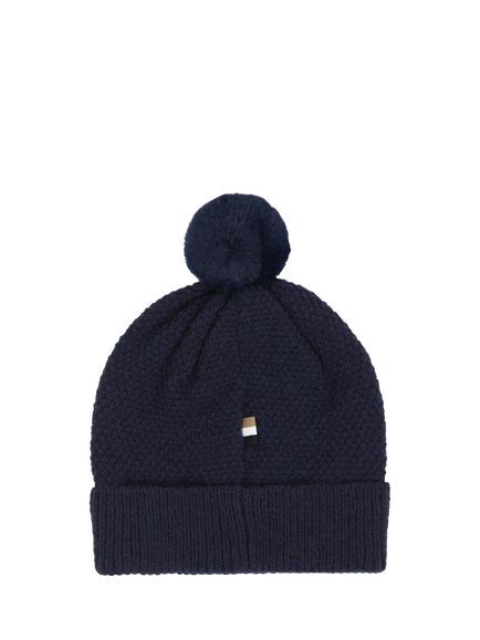 HUGO BOSS Baby Textured Knit Beanie Hat, Navy - view 2, Navy