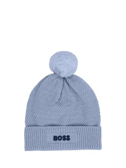 HUGO BOSS Baby Textured Knit Beanie Hat, Lavender Blue, Lavender Blue