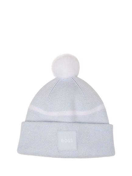 HUGO BOSS Baby Knitted Beanie Hat, Pale Blue, Pale Blue