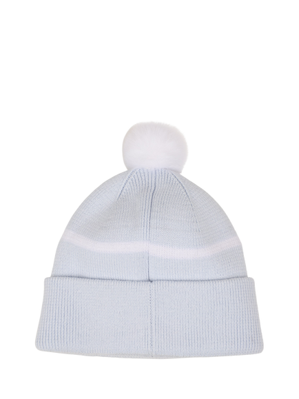 HUGO BOSS Baby Knitted Beanie Hat, Pale Blue - view 2, Pale Blue