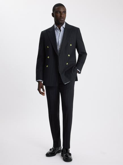 Moss Tailored Fit Striped Suit Jacket, Navy - view 2, Navy
