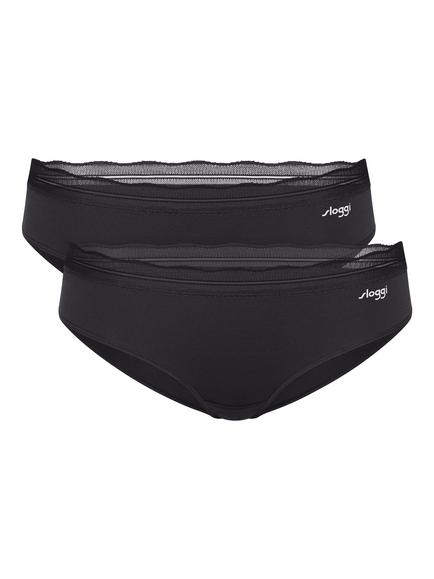 sloggi GO Blush Hipster Knickers, Pack of 2, Black, Black
