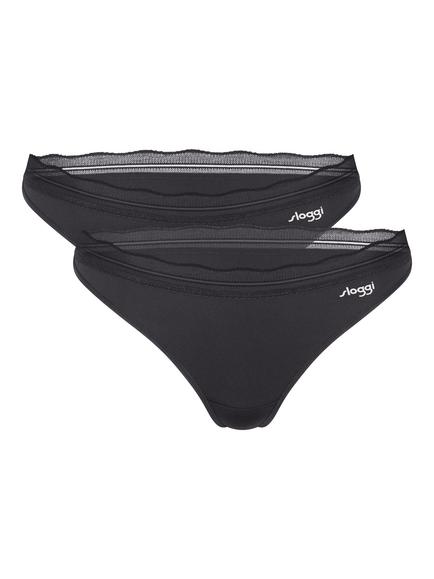 sloggi GO Blush Thong, Pack of 2, Black, Black