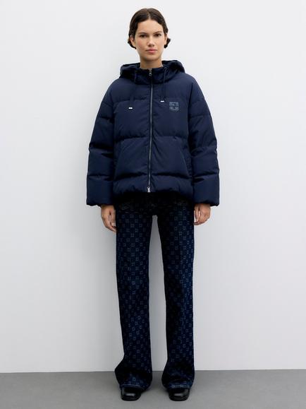 Gerard Darel Alie Hooded Puffer Coat, Navy - view 2, Navy