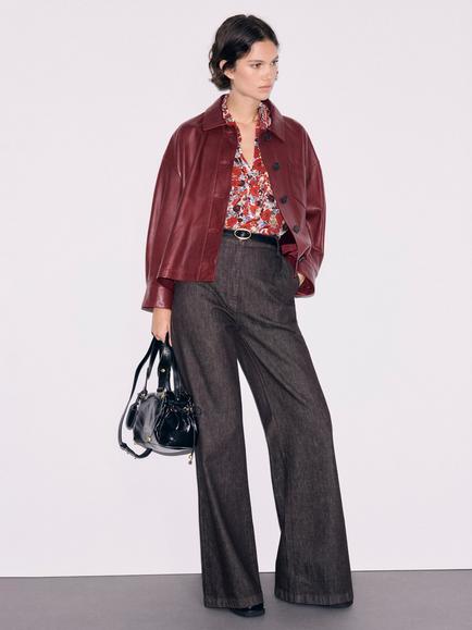 Gerard Darel Penny Collared Leather Jacket, Red Wine, Red Wine
